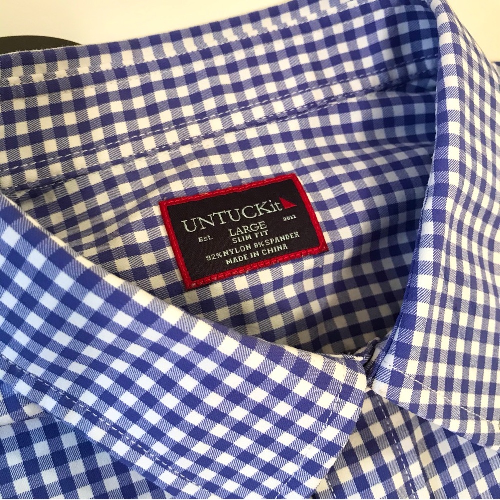 UNTUCKit Blue Check Long Sleeve Button Down - Picture 3 of 14